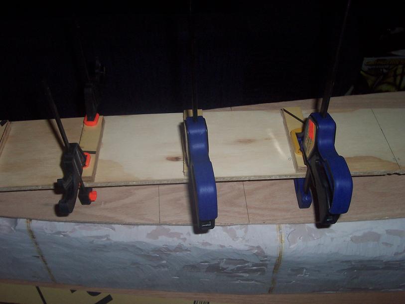 gluing rib supports to the aft keel runner.