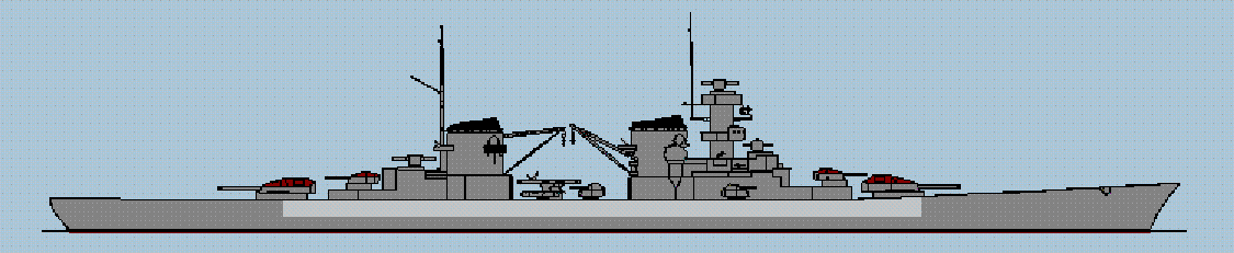 230 meters long and 25000 tons. 6/11 inch guns in two, triple turrets. 4/5.9 inch guns in two double turrets placed in conjunction with the main batteries.